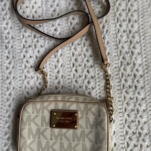 Michael Kors Beige and Gold Crossbody Bag